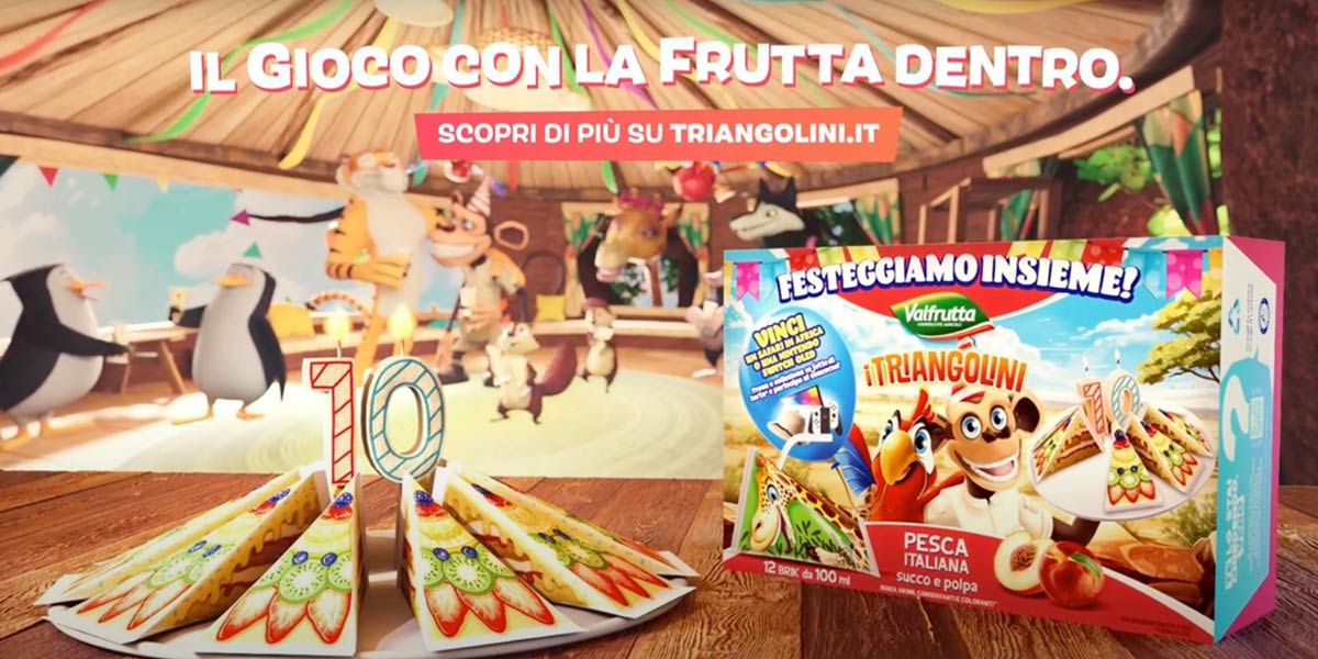 I Triangolini Valfrutta festeggiano 10 anni con una nuova collezione, concorso e spot Tv